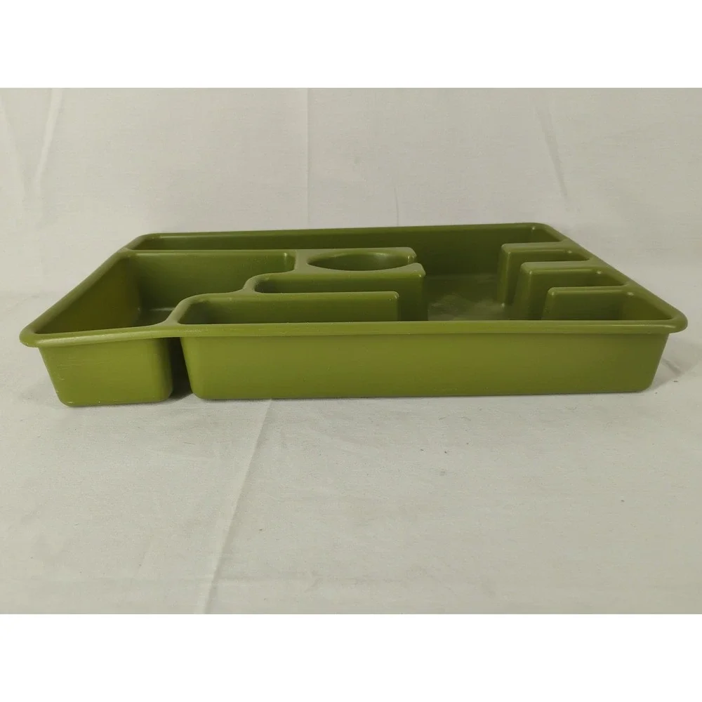 VTG MCM Rubbermaid‎ 2921 Avocado Green Silverware Tray Drawer Utensil Organizer